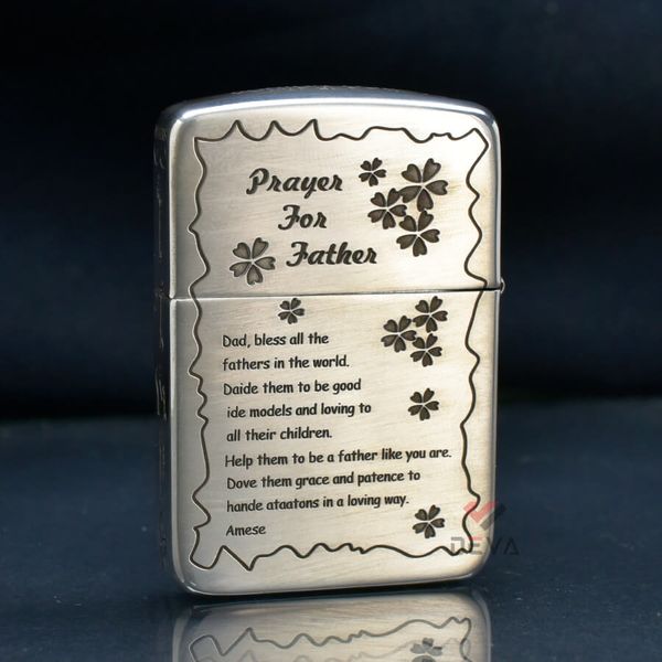 Zippo Bạc Khối Tái bản 1941 Khắc Chủ Đề Cha Con Father's Day BK23