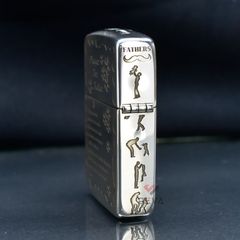 Zippo Bạc Khối Tái bản 1941 Khắc Chủ Đề Cha Con Father's Day BK23