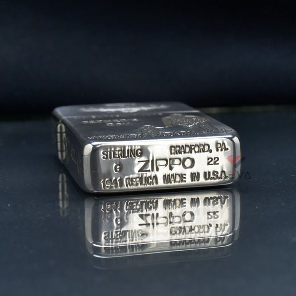 Zippo Bạc Khối Tái bản 1941 Khắc Chủ Đề Cha Con Father's Day BK23