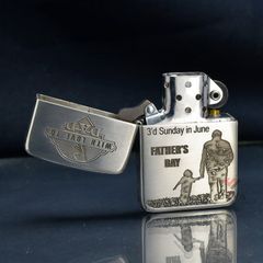 Zippo Bạc Khối Tái bản 1941 Khắc Chủ Đề Cha Con Father's Day BK23