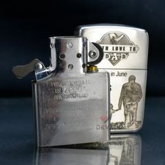 Zippo Bạc Khối Tái bản 1941 Khắc Chủ Đề Cha Con Father's Day BK23