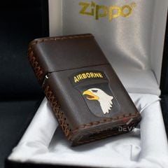Zippo Bọc Da Khắc Logo Sư Đoàn Không Vận Hoa Kỳ Airborne ZN10
