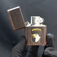 Zippo Bọc Da Khắc Logo Sư Đoàn Không Vận Hoa Kỳ Airborne ZN10