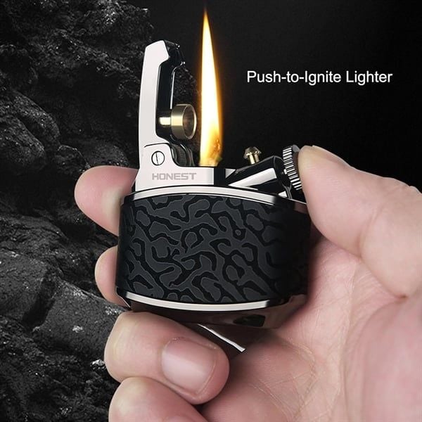 Bật lửa xăng đá Honest vỏ gỗ cao cấp đánh lửa tự động BCZ 808