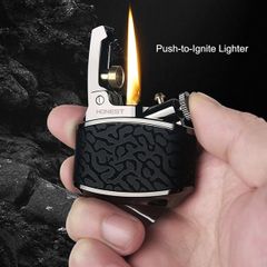 Bật lửa xăng đá Honest vỏ gỗ cao cấp đánh lửa tự động BCZ 808
