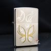 Zippo Satin Khắc Hình Con Bướm Cách Điệu Mạ Vàng Z62