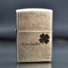 Zippo Bạc Cổ Khắc Cỏ 4 Lá ZK66