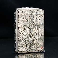 Zippo Armor Khắc Nổi Hoa Văn Mạ Bạc ZN127