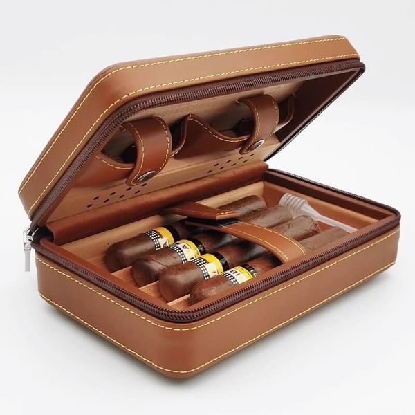 Bao Da đựng xì gà có bật lửa và dao cắt Cohiba XJ T104
