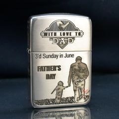 Zippo Bạc Khối Tái bản 1941 Khắc Chủ Đề Cha Con Father's Day BK23