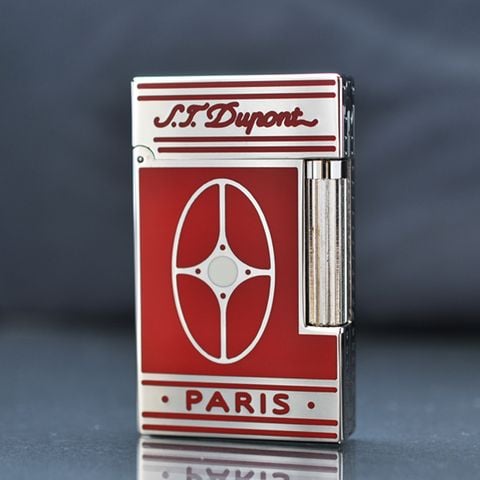 Bật lửa Dupont sơn mài màu đỏ bạc D74