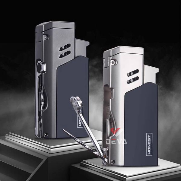 Bật lửa chính hãng Honest khò đại 1 tia kèm xiên và đục Cigar BCZ 761