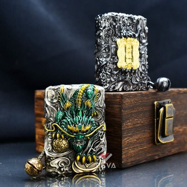 Zippo Ốp Tượng Tỳ Hưu Một Sừng May Mắn ZN142