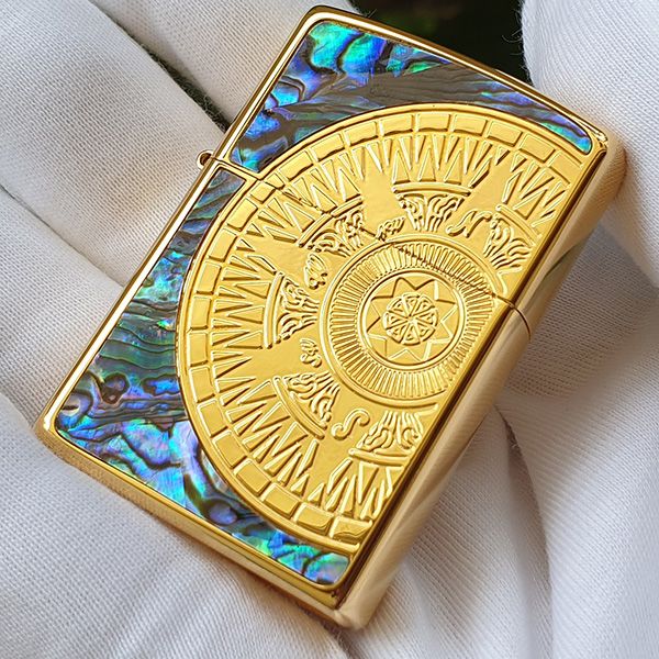 Zippo khảm trai hoa văn trống đồng ZN145