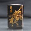 Zippo Đen Bóng Khắc Tướng Quan Vũ Mạ Vàng ZK84