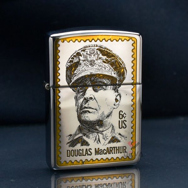 Zippo Armor Khắc Con Tem In Tướng Mỹ Douglas MacArthur ZN164