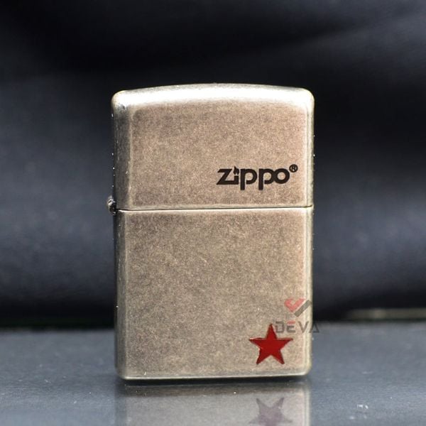 Zippo Bạc Bụi Khắc Ngôi Sao Đỏ ZK85