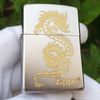 Zippo Satin khắc hình rồng vàng ZK90