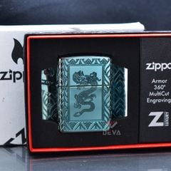 Zippo Armor Xanh Ngọc Bích Khắc Rồng Elegant Dragon Design Z336