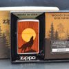 Zippo Ốp Gỗ Chủ Đề Sói Hú Woodchuck Howling Wolf Z337