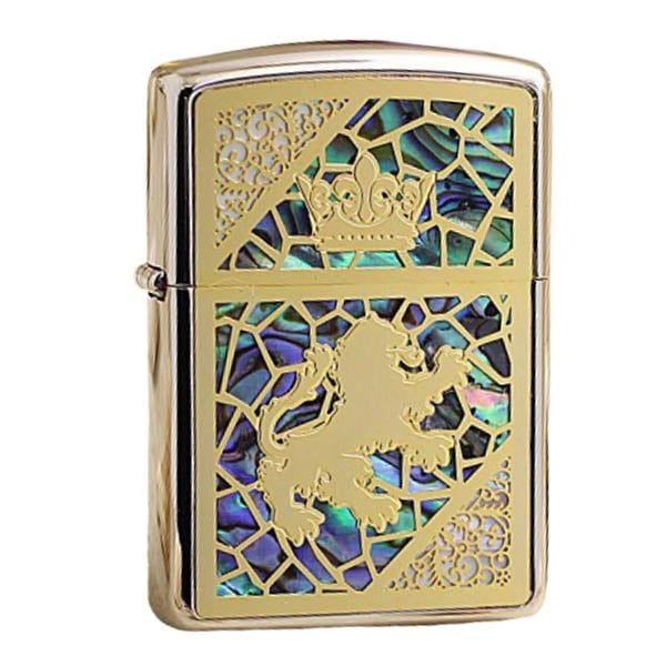 Zippo Armor  Kì Lân ốp khảm trai 2 mặt ZN222