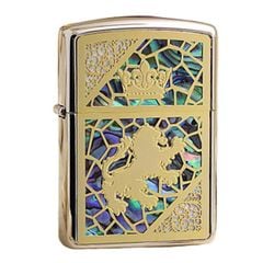 Zippo Armor  Kì Lân ốp khảm trai 2 mặt ZN222