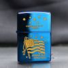 Zippo Sơn Xanh Sapphire Khắc Lá Cờ Hoa Kỳ ZK111