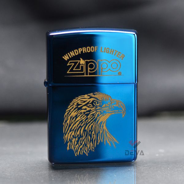 Zippo Xanh Sapphire Khắc Chim Ưng ZK112