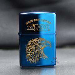 Zippo Xanh Sapphire Khắc Chim Ưng ZK112