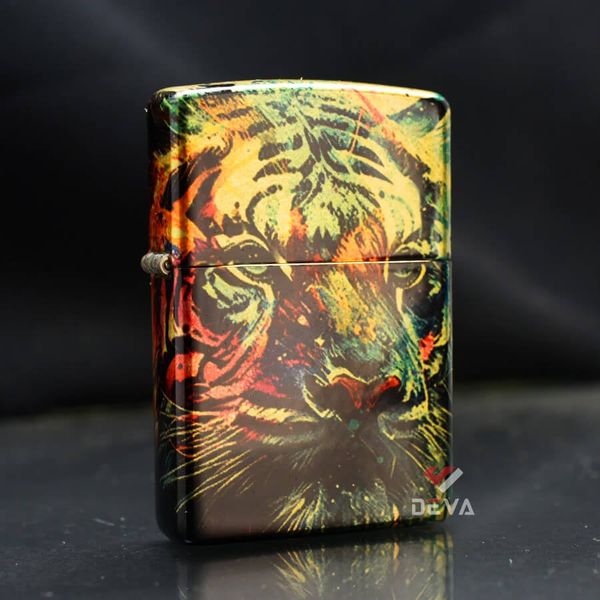 Zippo Tranh Sơn Dầu Chủ Đề Con Hổ Colorful Tiger Design Z164