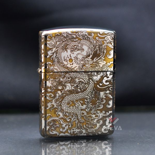 Zippo Armor Khắc CNC Rồng Mây 2 Mặt ZK145