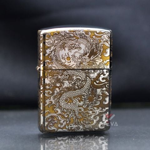 Zippo Armor Khắc CNC Rồng Mây 2 Mặt ZK145