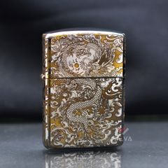 Zippo Armor Khắc CNC Rồng Mây 2 Mặt ZK145