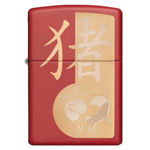 Sơn đỏ khắc hình chú heo Z352