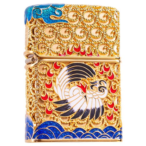 Zippo Bọc Lưới Mạ Vàng Chủ Đề Tiên Hạc ZN290