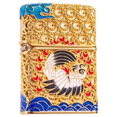 Zippo Bọc Lưới Mạ Vàng Chủ Đề Tiên Hạc ZN290
