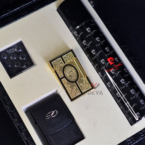 Set Quà Tặng Bật lửa ST Dupont sơn mài hoa văn cổ điển D214