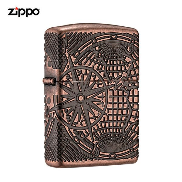 Zippo Armor Luxury đồng cổ khắc chìm bản đồ Thế Giới Z361