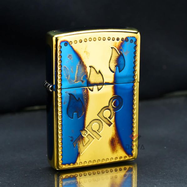 Zippo Đồng Cháy Khắc Chìm Logo Và Ngọn Lửa Zippo ZN314