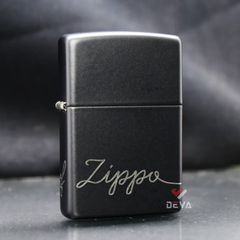 Zippo Sơn Đen Khắc Dòng Chữ Windproof Zippo Z42