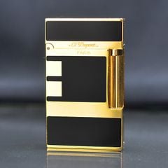 Bật lửa ST Dupont mảng sơn mài đen viền vàng D205