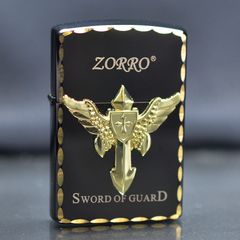 Bật lửa xăng đá Zorro ốp Emblem chủ đề Sword Of Guard Z8667
