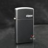 Zippo Slim Sơn Đen Mờ In Logo Hãng ZT15