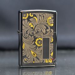 Zippo Mỹ chính hãng đen bóng hoa văn Venetian Z386
