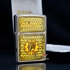 Zippo 1998 mạ bạc gắn emblem C66