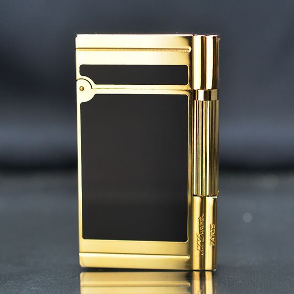 Bật lửa ST Dupont sơn mài đen kẻ vàng cạnh sọc D226V