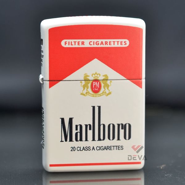 Zippo xuất Nhật Sơn Trắng In Chủ Đề Marlboro ZN355