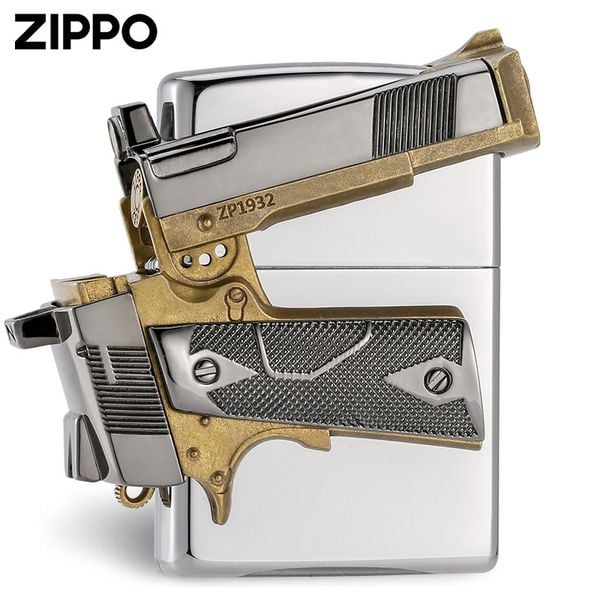 Zippo xuất Nhật Ốp Cây Súng Ngắn Colt M1911 3D ZN356