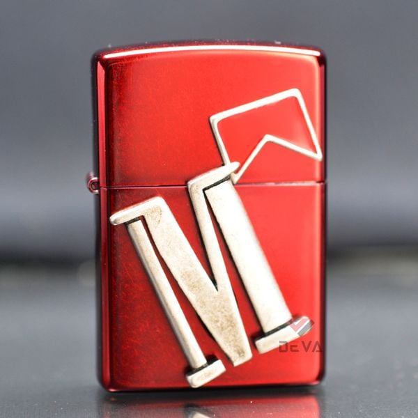 Zippo Sơn Đỏ Ốp Nổi Thương Hiệu Marlboro ZN361