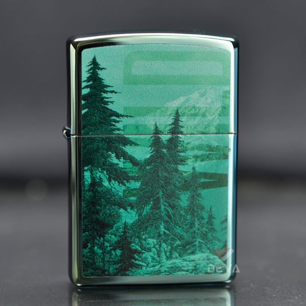 Zippo Mạ Chrome Xanh Bóng In Chủ Đề Thiên Nhiên Hoang Dã Z396